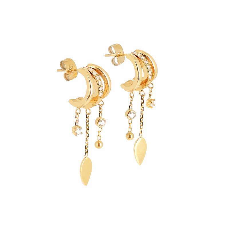 Boucles d'oreilles femme créoles zag isabella acier doré sex25176-01wht - creoles - edora