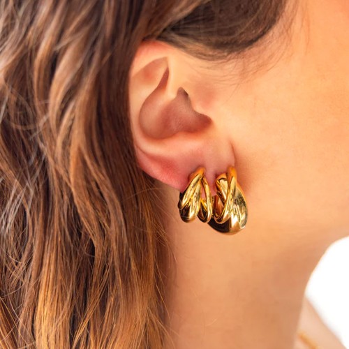 Boucles d'oreilles femme créoles ZAG Lorna acier doré SEC25687-01UNI