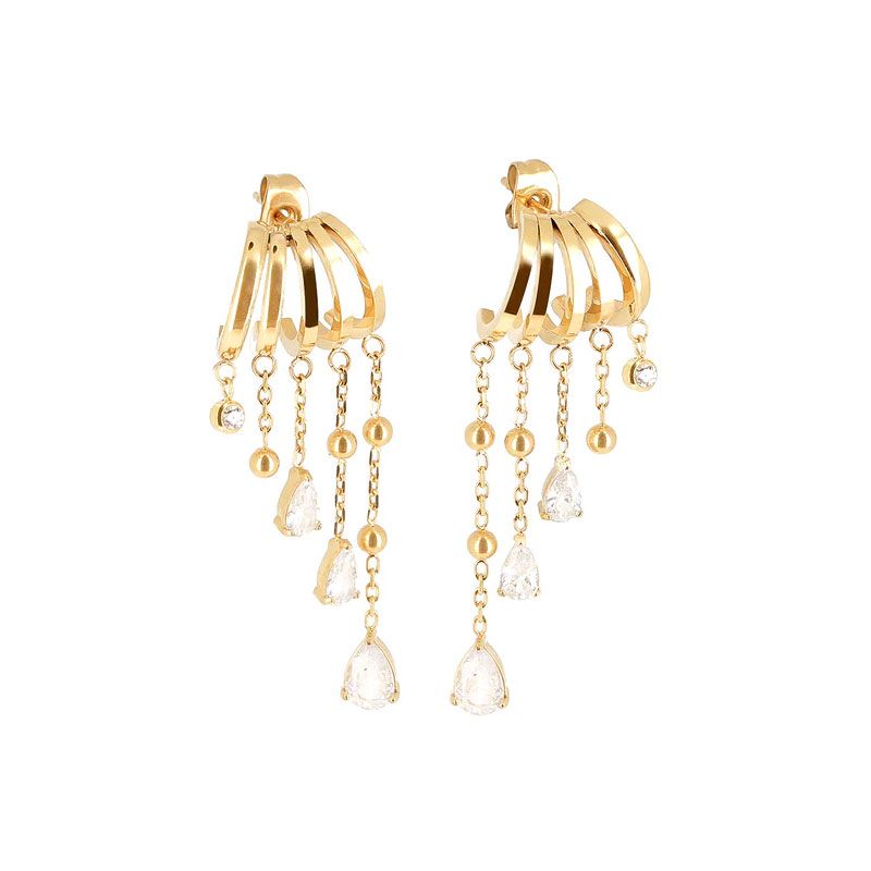 Boucles d'oreilles femme créoles zag maria acier doré sex25196-01wht - creoles - edora