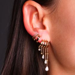 Boucles d'oreilles femme créoles zag maria acier doré sex25196-01wht - creoles - edora - 1