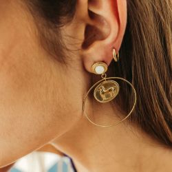 Boucles d'oreilles femme créoles zag martine acier doré sec5838-01uni - creoles - edora - 1