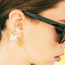 Boucles d'oreilles femme créoles zag martine acier doré sec5838-01uni - creoles - edora - 2