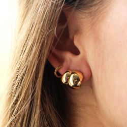 Boucles d'oreilles femme créoles zag pegasi acier doré sec24313-01uni - creoles - edora - 1