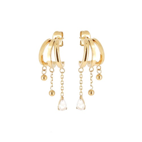 Boucles d'oreilles femme créoles ZAG Pilar acier doré SEX25182-01WHT