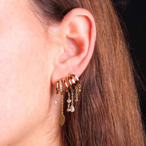 Boucles d'oreilles femme créoles ZAG Pilar acier doré SEX25182-01WHT
