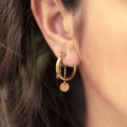 Boucles d'oreilles femme créoles zag rosa acier doré sec5879-01uni - creoles - edora - 1