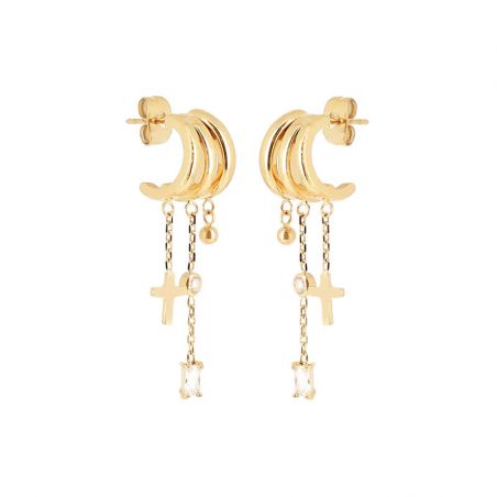 Boucles d’oreilles acier inoxydable: puces & créoles en acier - creoles - edora - 1