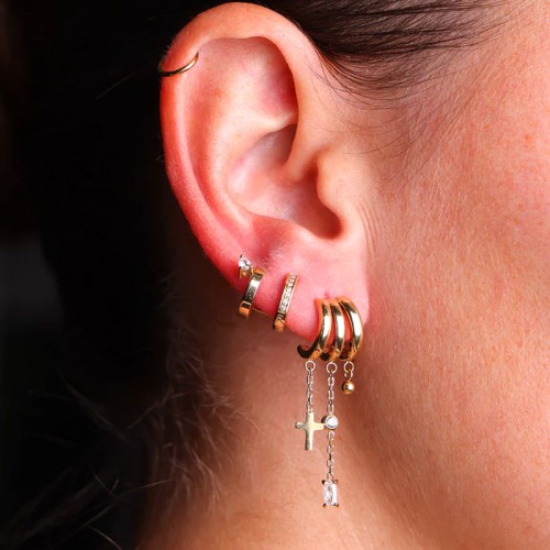 Boucles d'oreilles femme créoles ZAG Susana acier doré SEX25184-01WHT