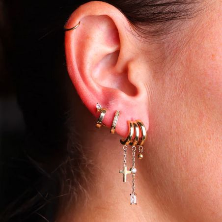 Boucles d’oreilles acier inoxydable: puces & créoles en acier - creoles - edora - 2