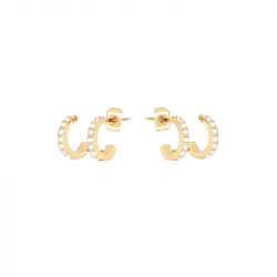 Boucles d'oreilles femme créoles zag xavi acier doré sex25475-01wht - creoles - edora - 0
