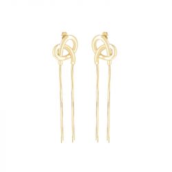 Boucles d'oreilles femme pendantes zag bretzel acier doré sel25512-01uni - pendantes - edora - 0