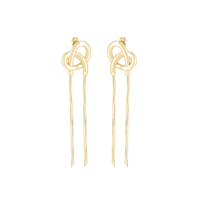 Boucles d'oreilles femme pendantes zag bretzel acier doré sel25512-01uni - pendantes - edora