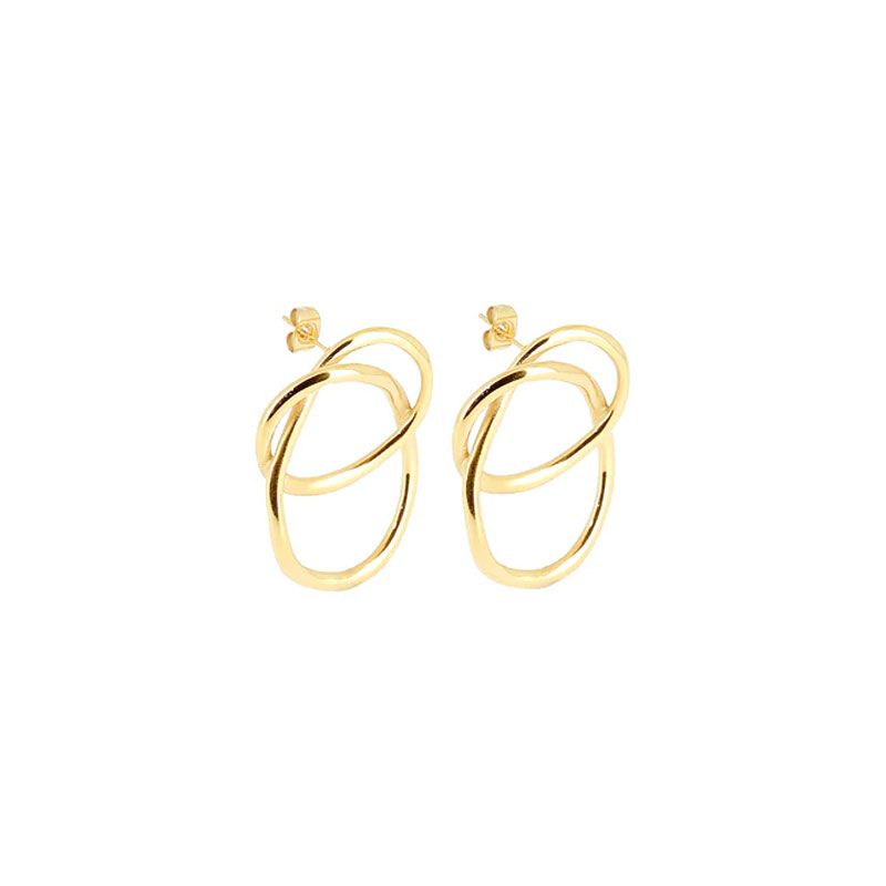 Boucles d'oreilles femme pendantes zag shape acier doré sel23094-01uni - pendantes - edora