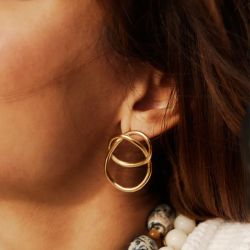 Boucles d'oreilles femme pendantes zag shape acier doré sel23094-01uni - pendantes - edora - 1