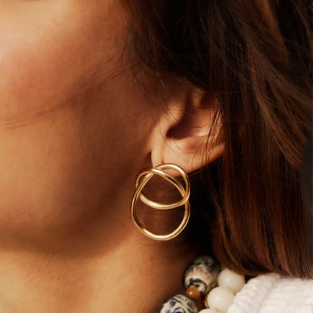 Boucles d’oreilles pendantes argent, or, perles & or blanc femme - pendantes - edora - 2