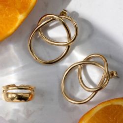 Boucles d'oreilles femme pendantes zag shape acier doré sel23094-01uni - pendantes - edora - 2