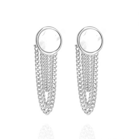 Boucles d’oreilles pendantes argent, or, perles & or blanc femme - pendantes - edora - 1