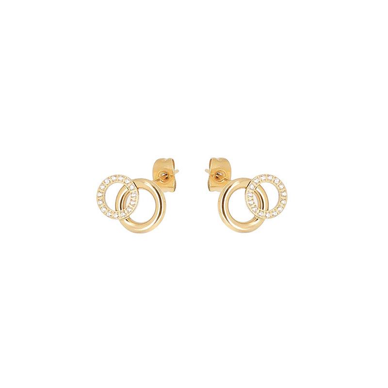 Boucles d'oreilles femme puces zag antonio acier doré sem25491-01wht - puces - edora