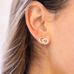 Boucles d'oreilles femme puces zag antonio acier doré sem25491-01wht - puces - edora - 1