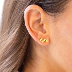 Boucles d'oreilles femme puces zag massimo acier doré sep25653-01uni - puces - edora - 1