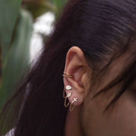 Earcuff femme zag randa acier doré slk13982-01uni – boucles d'oreilles acier