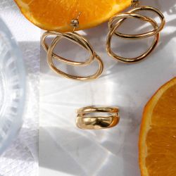 Bague femme zag louvre acier doré srl23256-01uni - bagues-acier - edora - 2