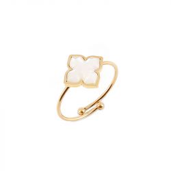 Bague femme zag racine acier doré srm25398-01sel - bagues-acier - edora - 0