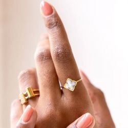 Bague femme zag racine acier doré srm25398-01sel - bagues-acier - edora - 1