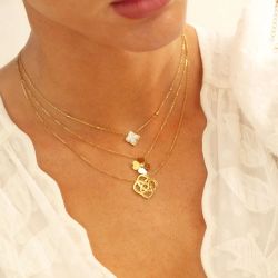 Collier femme zag racine acier doré sns25398-01sel - colliers-acier - edora - 1