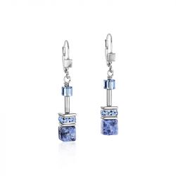 Boucles d'oreilles femme coeur de lion geocube® sodalite et hématite bleu 4017200700 - pendantes - edora - 0