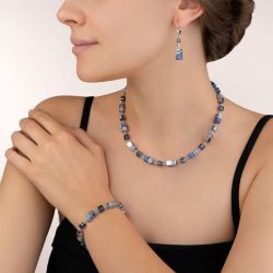 Boucles d'oreilles femme coeur de lion geocube® sodalite et hématite bleu 4017200700 - pendantes - edora - 1