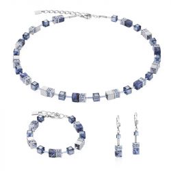 Boucles d'oreilles femme coeur de lion geocube® sodalite et hématite bleu 4017200700 - pendantes - edora - 2