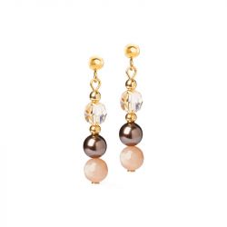Boucles d'oreilles femme coeur de lion precious elysia or-marron 4244211100 - pendantes - edora - 0