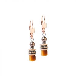 Boucles d'oreilles femme pendante coeur de lion princess earth glow or rose-marron 2103201100 - pendantes - edora - 0