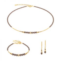 Boucles d'oreilles femme pendantes coeur de lion shimmering princess pearls or-marron 4312211100 - pendantes - edora - 1