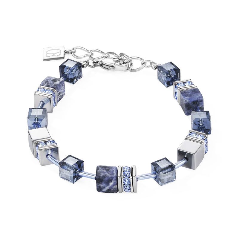 Bracelet femme coeur de lion geocube® sodalite et hématite bleu 4017300700 - bracelets-acier - edora