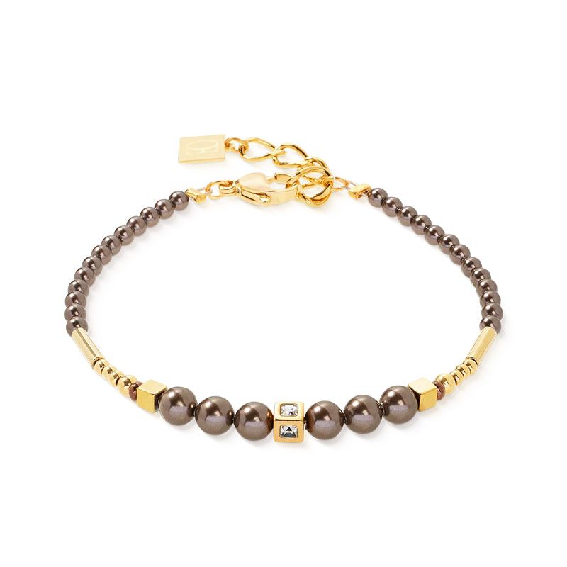 Bracelet femme coeur de lion shimmering princess pearls or-marron 4312301100 - bracelets-acier - edora