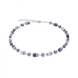 Collier femme coeur de lion geocube® sodalite et hématite bleu 4017100700 - colliers-acier - edora - 0
