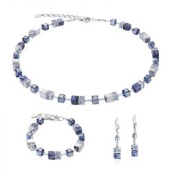 Collier femme coeur de lion geocube® sodalite et hématite bleu 4017100700 - colliers-acier - edora - 2