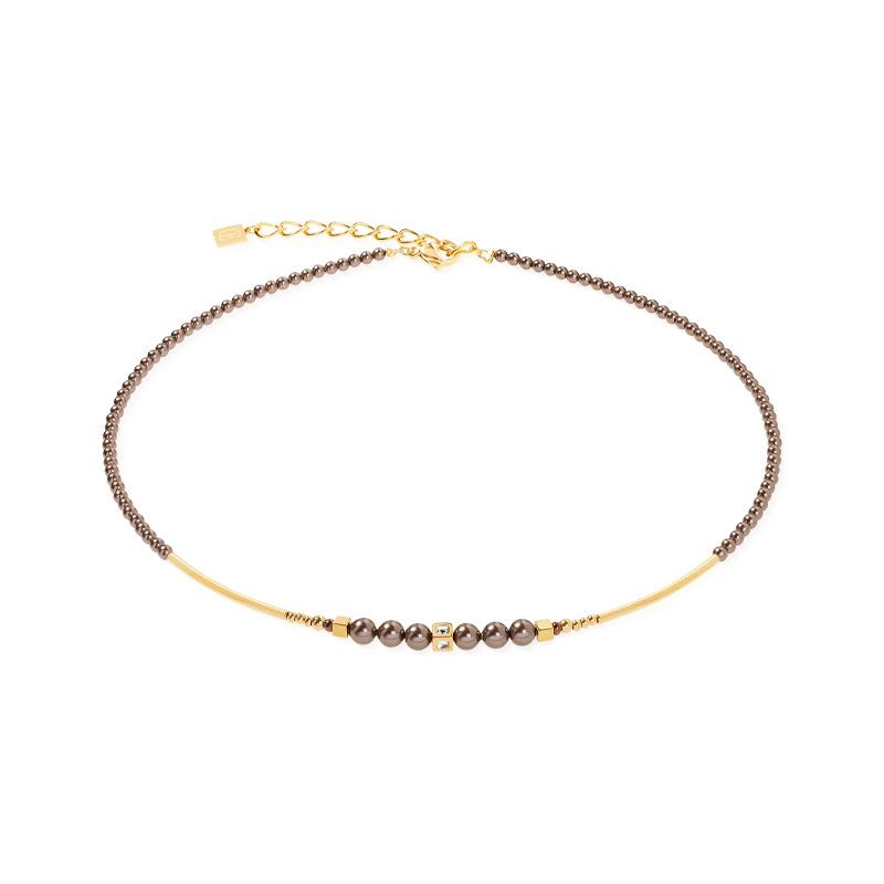 Collier femme coeur de lion shimmering princess pearls or-marron 4312101100 - colliers-acier - edora