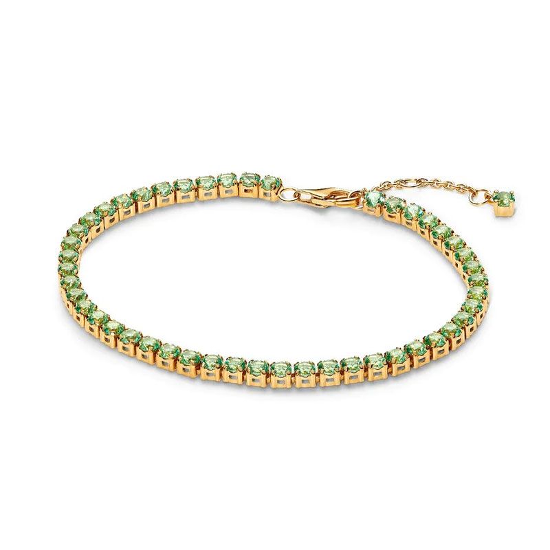 Bracelet femme pandora rivière vert scintillant métal doré à l'or 14 carats 561469c02-20 - bracelet-argent-femme - edora