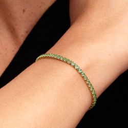 Bracelet femme pandora rivière vert scintillant métal doré à l'or 14 carats 561469c02-20 - bracelet-argent-femme - edora - 1