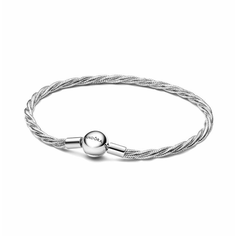 Bracelet femme pandora maille serpent torsadée fermoir pandora rond argent massif 593757c00 - bracelet-argent-femme - edora