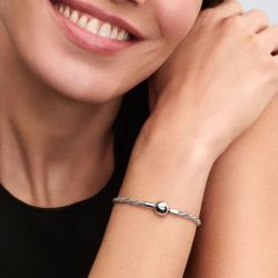 Bracelet femme pandora maille serpent torsadée fermoir pandora rond argent massif 593757c00 - bracelet-argent-femme - edora - 3
