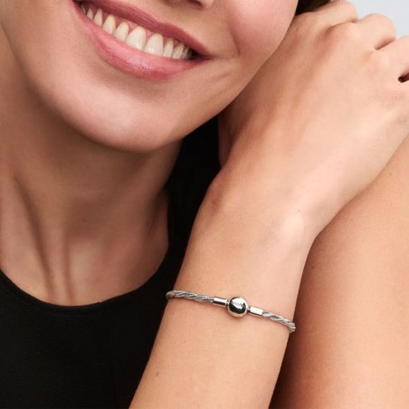 Bracelet femme pandora maille serpent torsadée fermoir pandora rond argent massif 593757c00 – bracelet argent femme