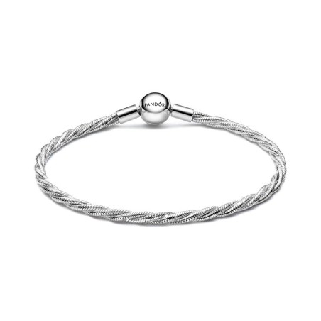 Bracelet femme pandora maille serpent torsadée fermoir pandora rond argent massif 593757c00 – bracelet argent femme