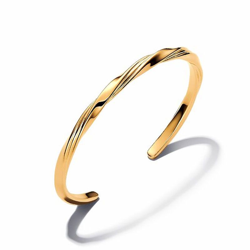 Bracelet femme jonc pandora torsadé métal doré à l'or 14 carats 563869c00-1 - bracelet-argent-femme - edora