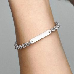 Bracelet femme gourmette pandora à maillons barre gravable argent massif 599523c00 - bracelet-argent-femme - edora - 1