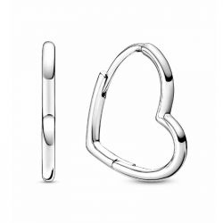 Boucles d'oreilles femme créoles pandora cœurs asymétriques argent massif 298307c00 - creoles - edora - 0