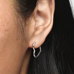 Boucles d'oreilles femme créoles pandora cœurs asymétriques argent massif 298307c00 - creoles - edora - 1